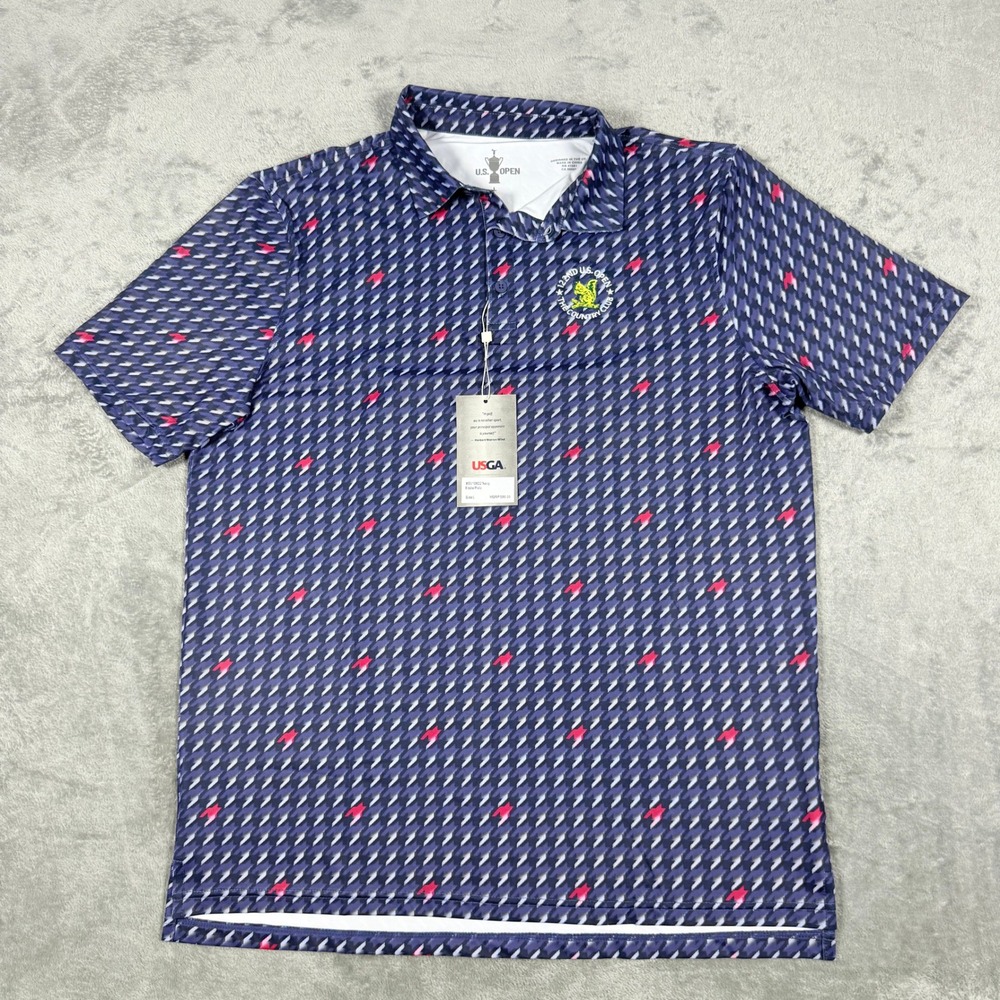 U.S. Open Mens L Eddie Polo Shirt Navy Pink Squirrel 122nd Country Club NEW